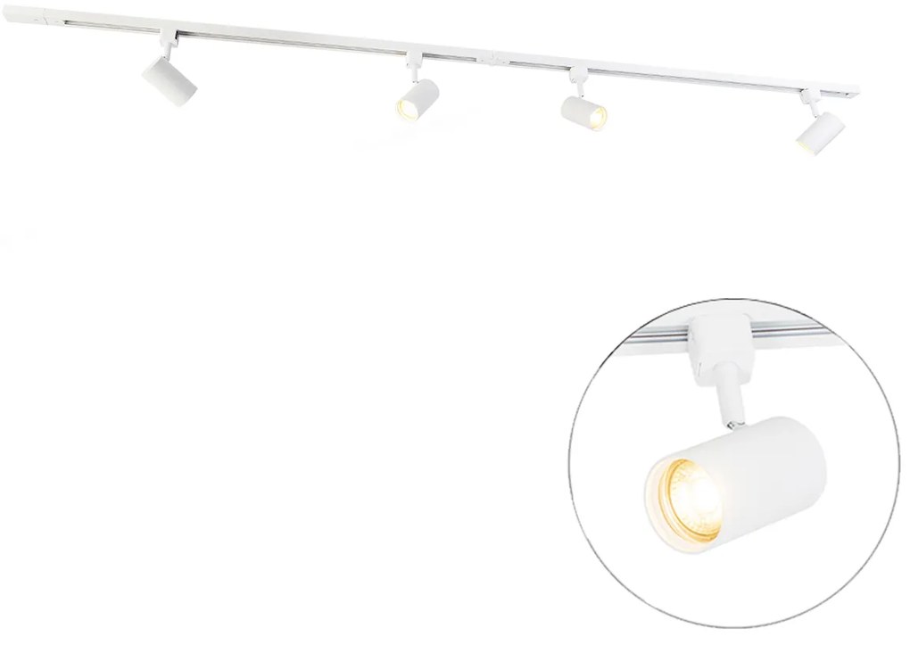 Sistema de trilho moderno monofásico com 4 focos brancos - Jeana Moderno