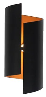 Aplique moderno preto com interior dourado - Faldo