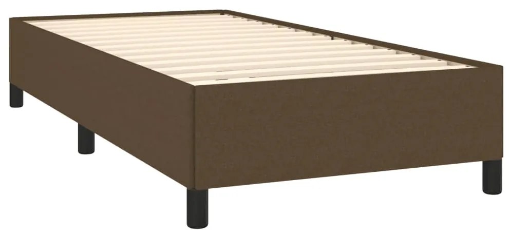 Estrutura de cama sem colchão 90x200 cm tecido castanho-escuro