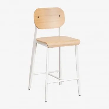 Banco Alto 65 Cm Em Folheado De Carvalho And Gardénia Branco - Sklum