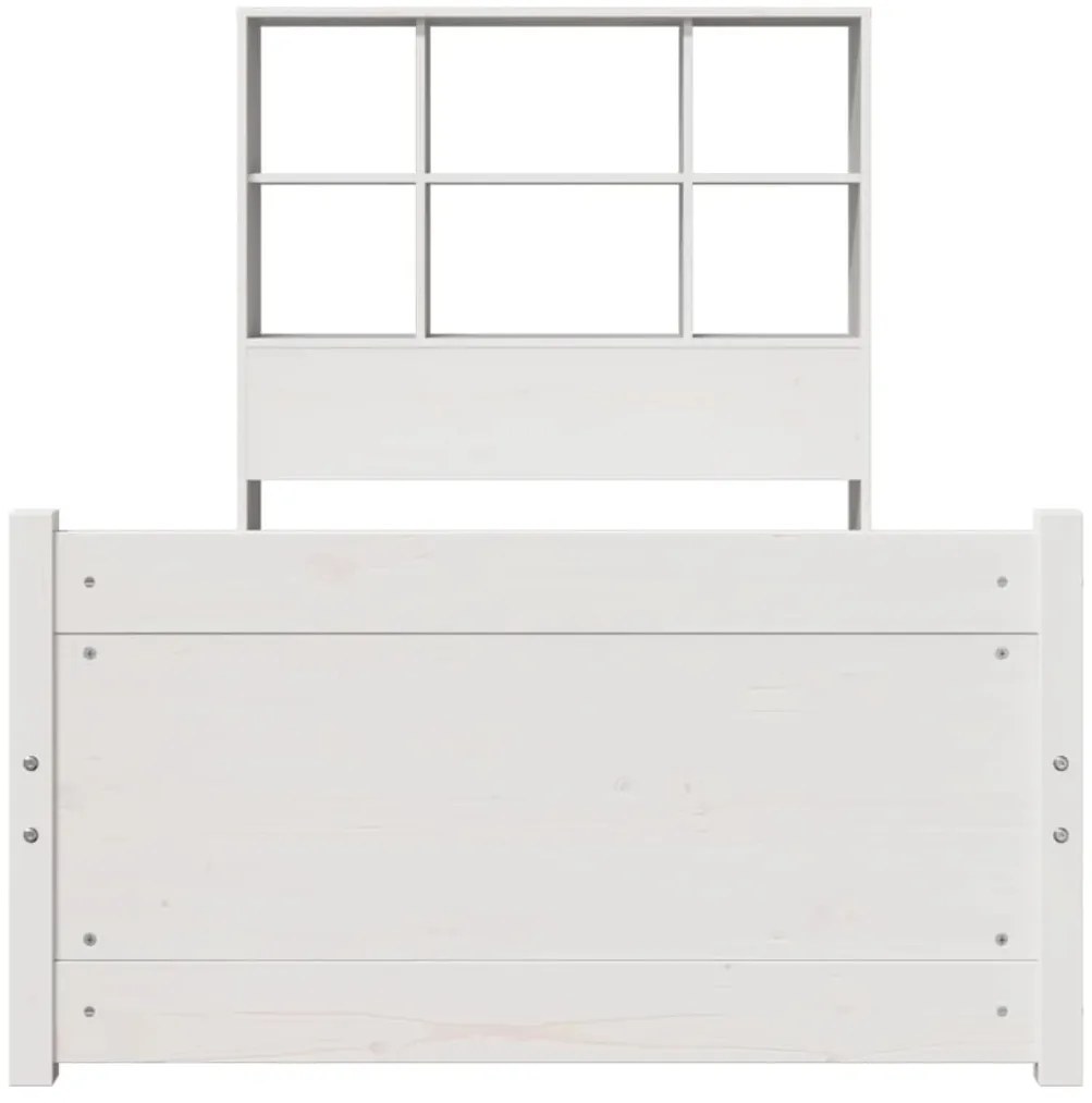 Cama com estante sem colchão 90x200 cm pinho maciço branco