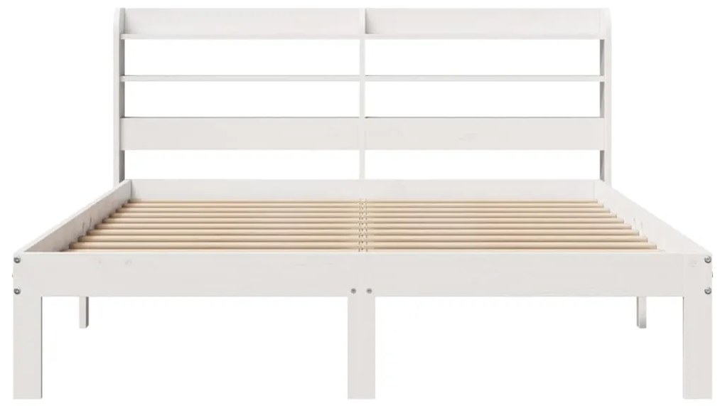 Estrutura de cama com cabeceira 160x200 cm pinho maciço branco