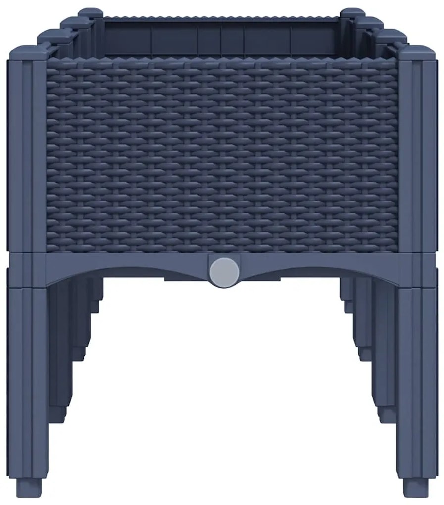 Vaso/floreira de jardim c/ pernas 120x40x42 cm PP cinzento azul