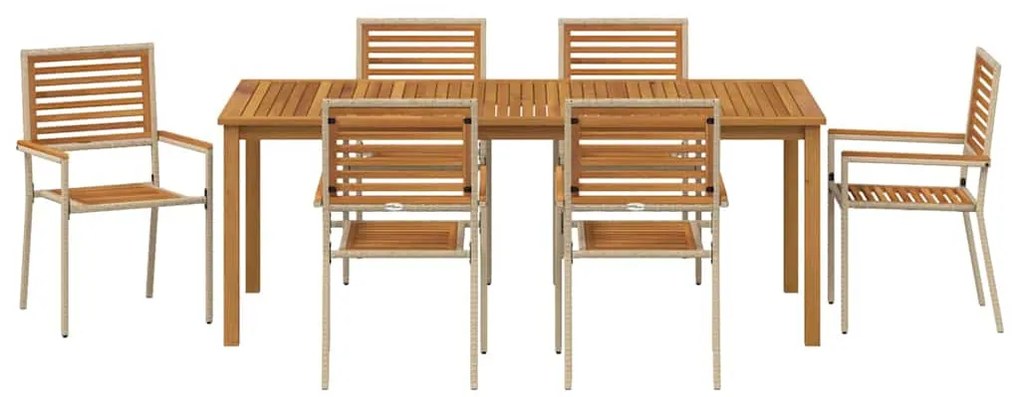 Conjunto de Jantar para Jardim 7 pcs Bege 200 x 100 x 74 cm
