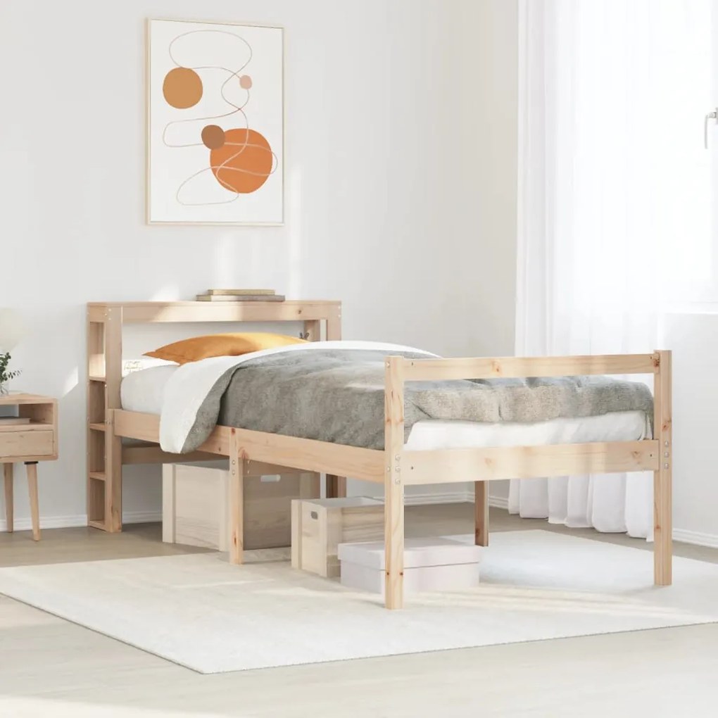 Cama para idosos com cabeceira 75x190 cm pinho maciço