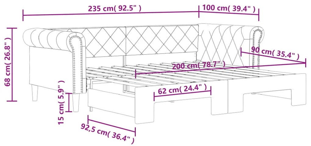 Sofá-cama com gavetão 90x200 cm couro artificial creme