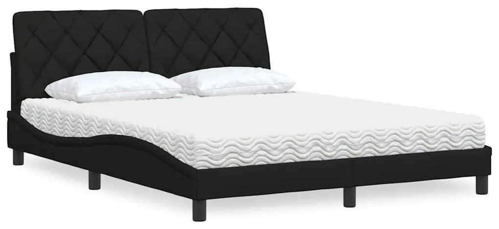 vidaXL Cama com colchão 160x200 cm tecido preto