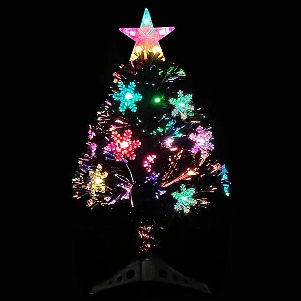 Árvore de Natal com flocos de neve LED 64 cm fibra ótica preto