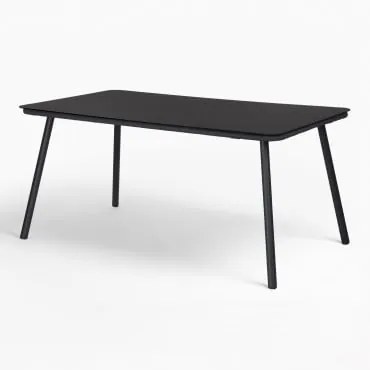 Mesa De Jantar Retangular Em Vidro E Alumínio (160x90 Cm) Arhiza Cinzento Escuro - Sklum