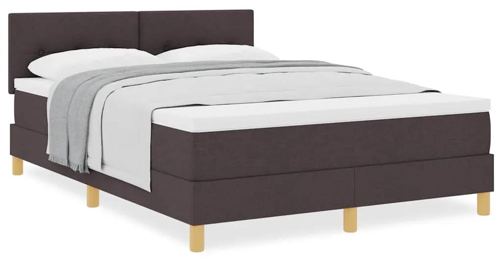 Cama Box Spring com Colchão Castanho 140x200 cm Tecido