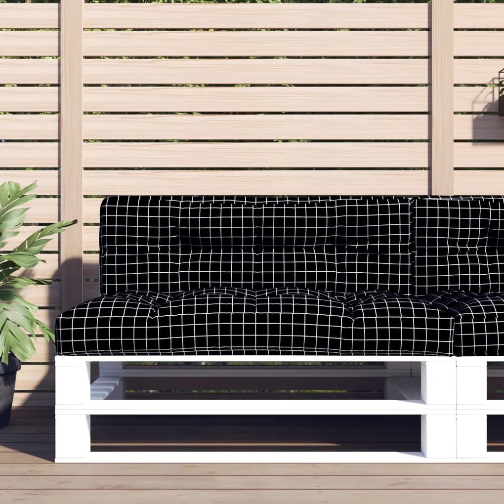 vidaXL Almofadão p/ sofá de paletes 120x40x12cm tecido xadrez preto