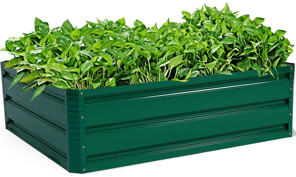 Floreira de cultivo em aço retangular, canteiro elevado, estufa para vegetais, flores, ervas, 100 x 30,5 x 80 cm verde
