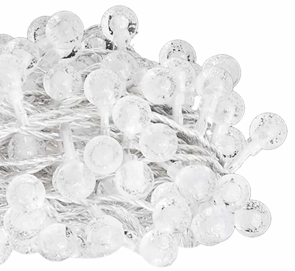 Cordão de luzes em globo 20 m 200 LED 8 funções branco frio