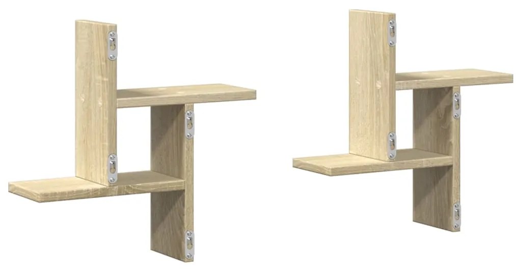 Prateleiras de parede 2 pcs derivados madeira carvalho sonoma