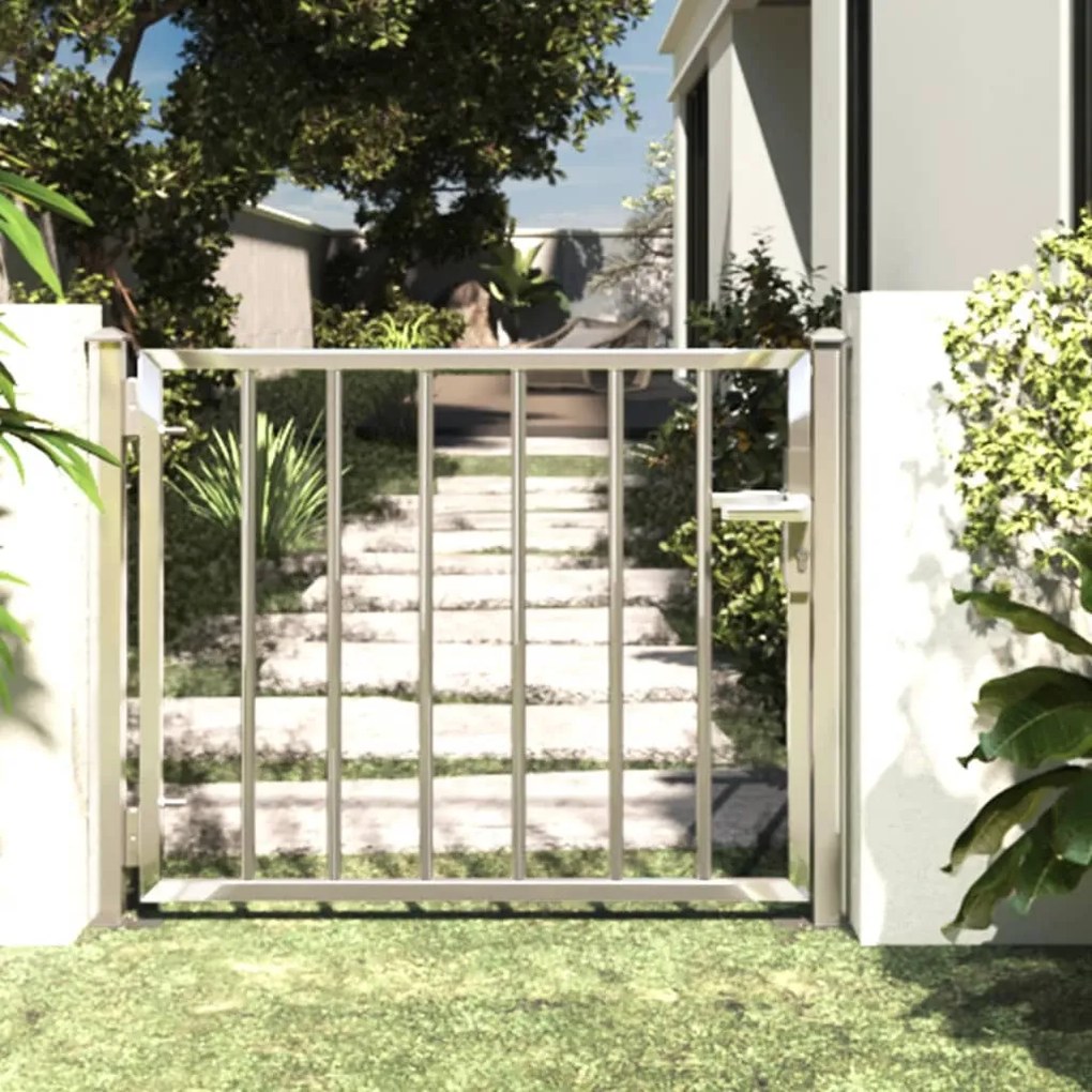 vidaXL Portão de jardim 100x70 cm Aço inoxidável