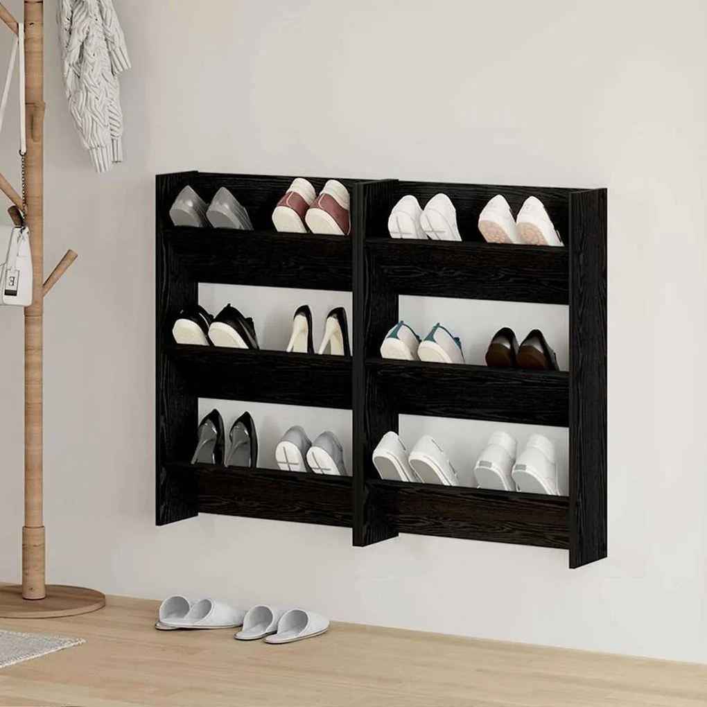 vidaXL Armários para Sapatos de Parede Outros 2 pcs Carvalho preto
