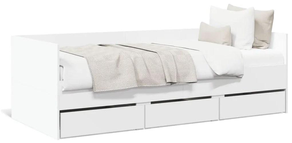 vidaXL Sofá-cama com gavetas sem colchão 75x190 cm branco