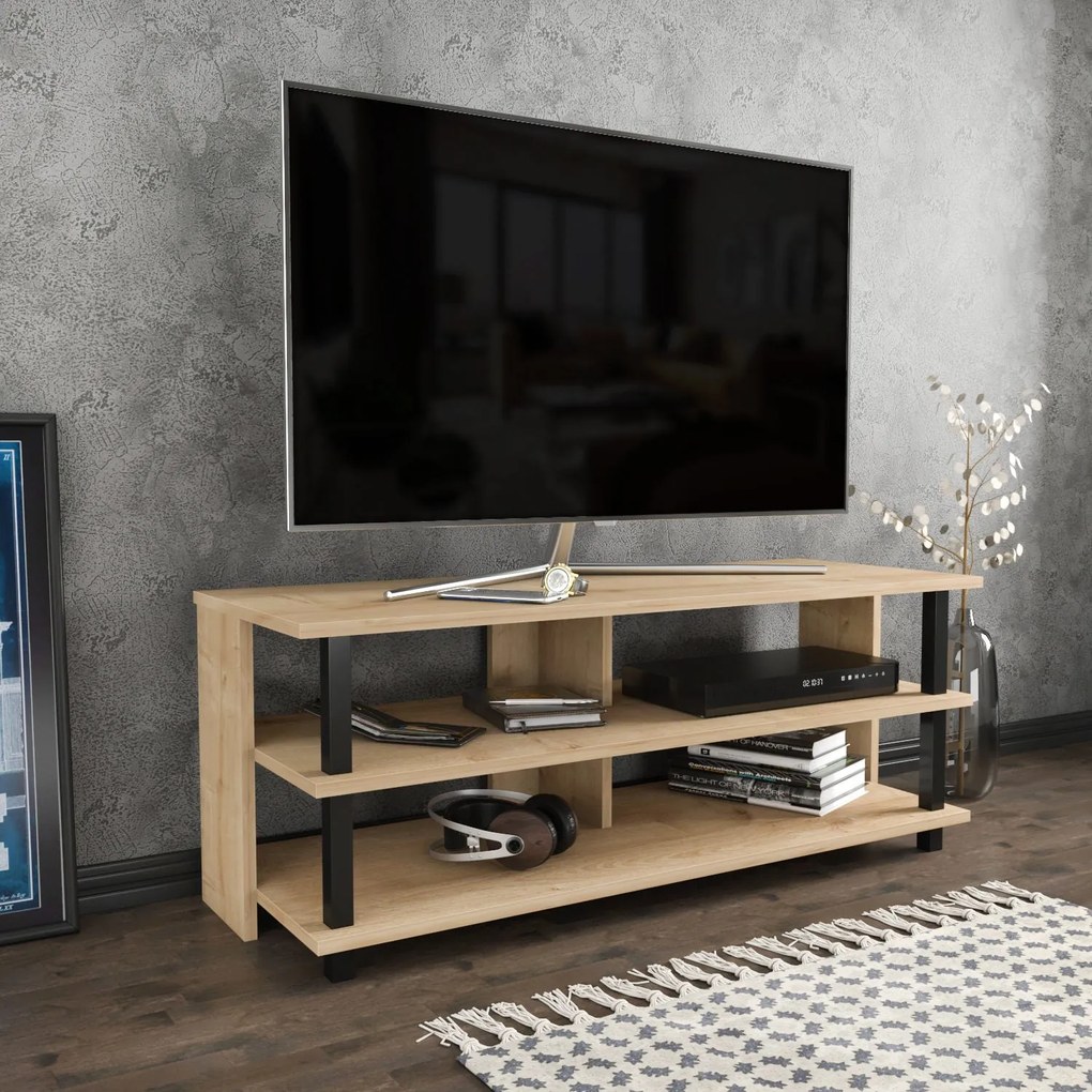 Móvel para TV Pueblo – Preto Carvalho – 120 cm x 44,6 cm x 47,4 cm
