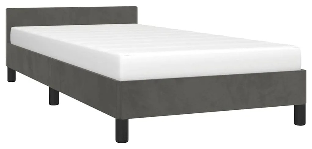 Estrutura de cama sem colchão 90x200 cm veludo cinzento-escuro