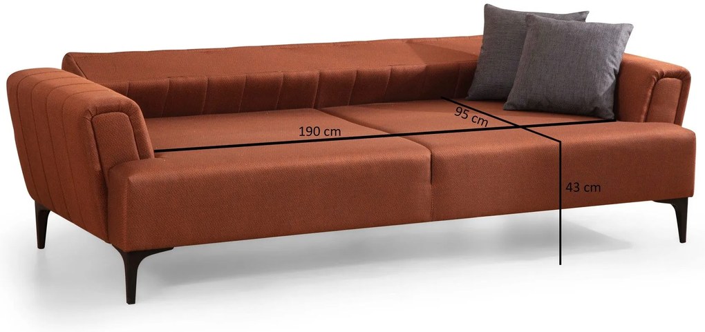 Sofá-cama de 3 Lugares Hamlet – Vermelho Telha – 230x95x77 cm