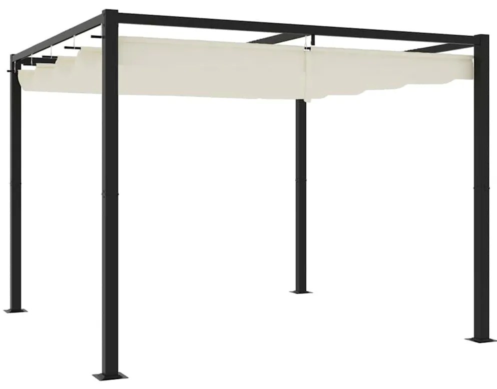 vidaXL Gazebo de jardim com teto retrátil 3x3 m aço creme