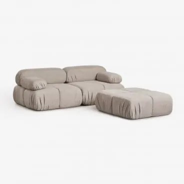 Sofá Modular De 2 Peças E Puff Em Bouclé Embalado A Vácuo Kendall Bouclé Castanho Chocolate - Sklum