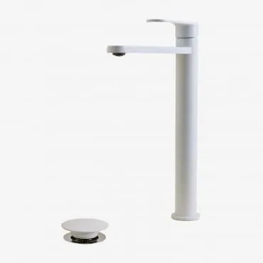 Conjunto De Torneira De Pia De Latão Alameda E Válvula De Drenagem De Pia Click-clack De Aço Inoxidável E Latão Orveta. Branco & ↑30 Cm & Válvula Com