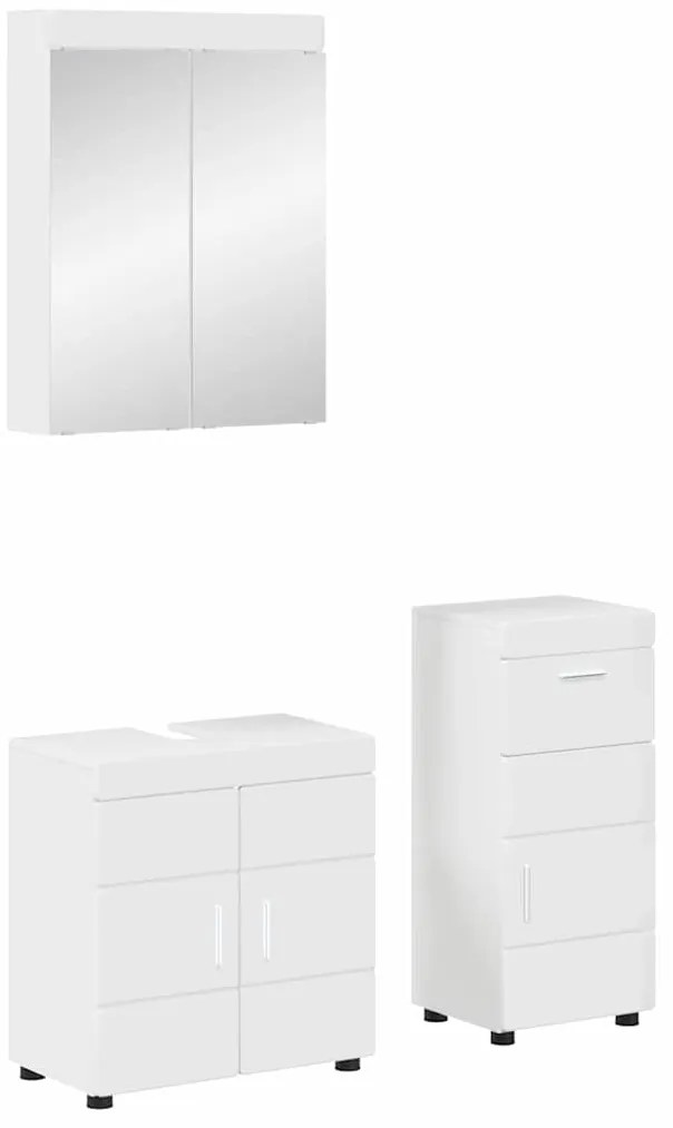 vidaXL Conjunto de Móveis para Banheiro TULUM Branco Brilhante