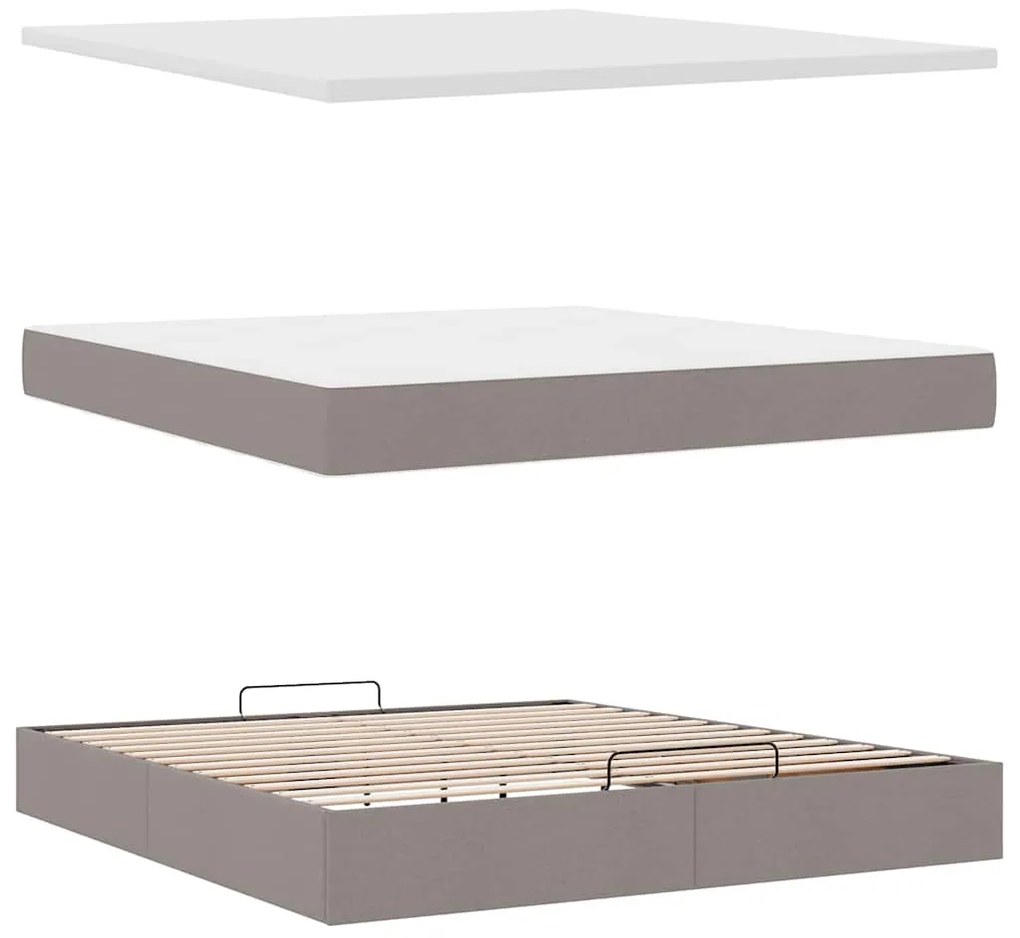 Estrutura de cama otomana com colchão tecido cinzento 160x200cm