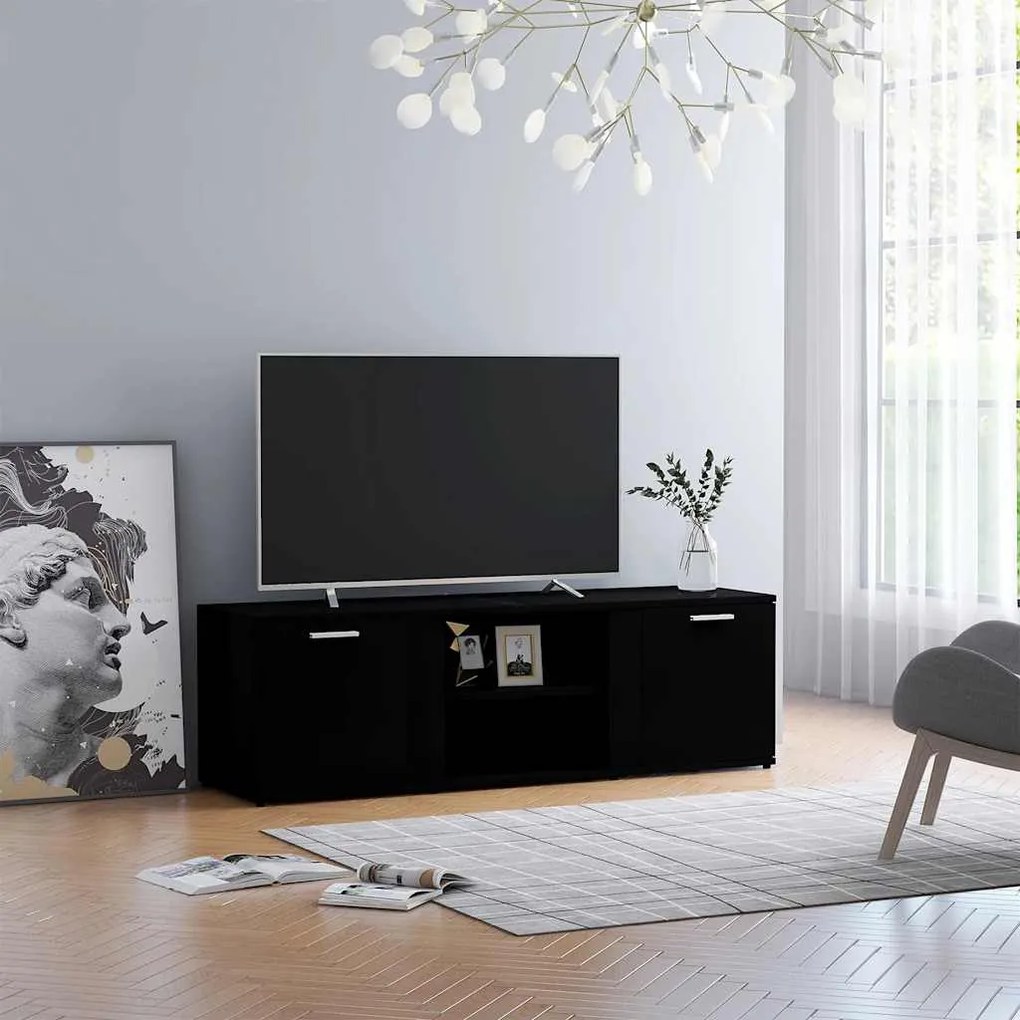 Móvel de TV 120x34x37 cm derivados de madeira preto