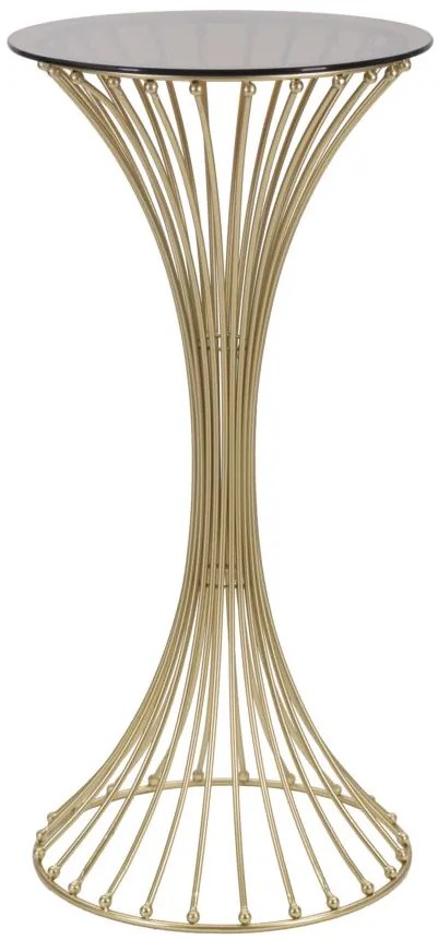 Mesa de Centro Centur Redonda – Ø50x103 cm – Dourado e Vidro Fumê