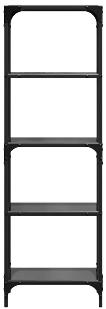 Unidade de prateleiras c/ tampo de vidro preto 40x30x123 cm aço