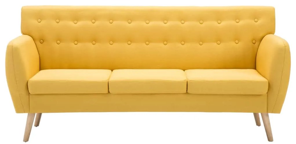 Sofá de 3 lugares estofos de tecido 172x70x82 cm amarelo