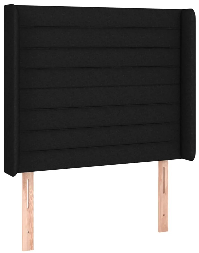 Cama box spring c/ colchão e LED 100x200 cm tecido preto