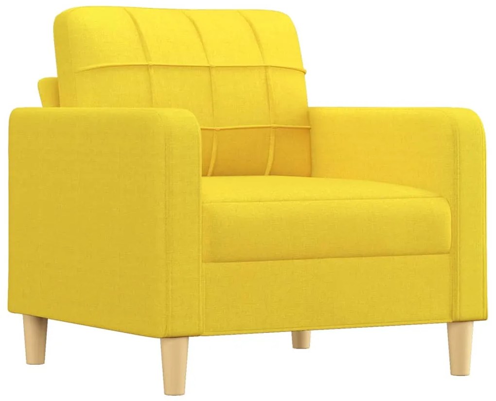 Poltrona com apoio de pés 60 cm tecido amarelo-claro