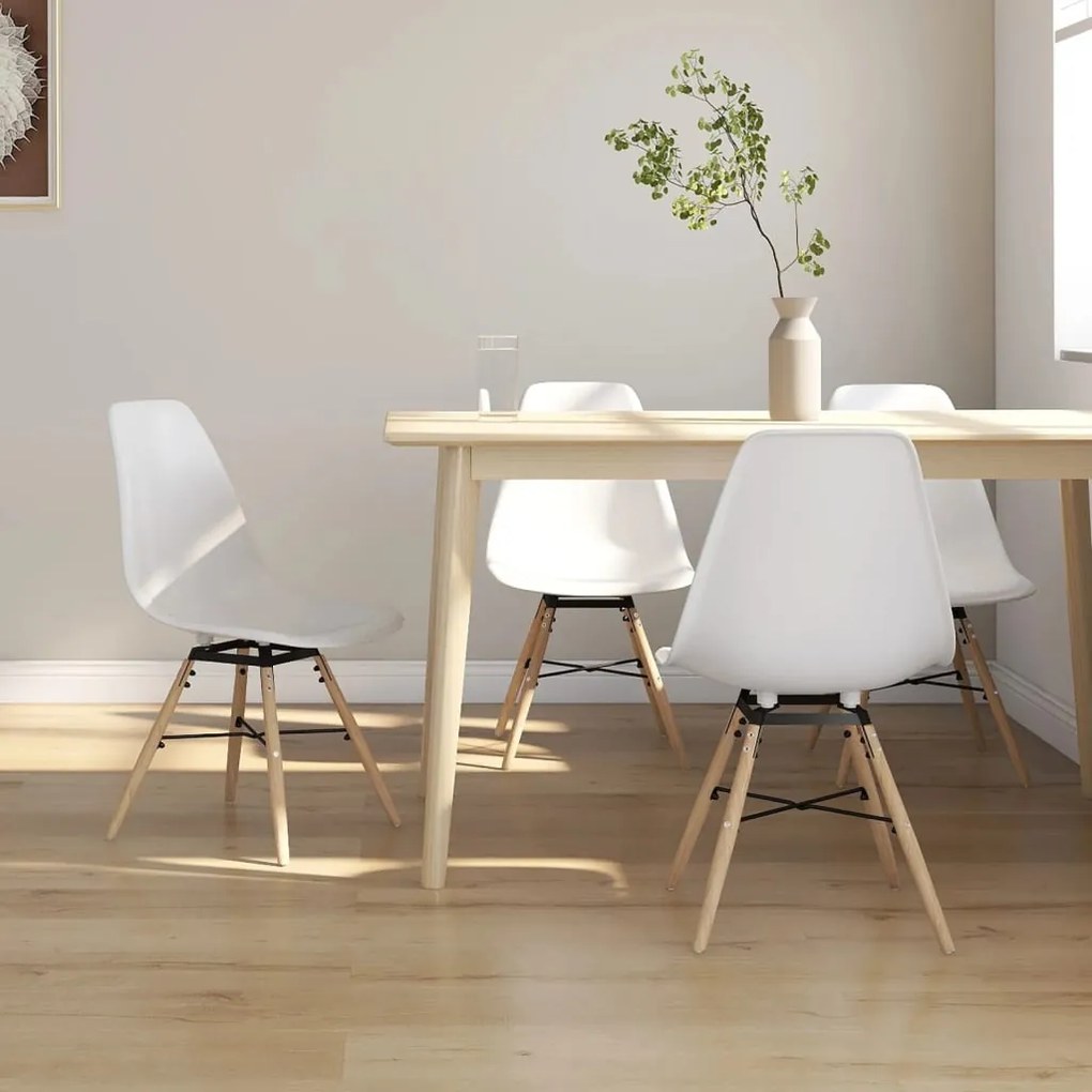 vidaXL Cadeiras de jantar 4 pcs PP branco