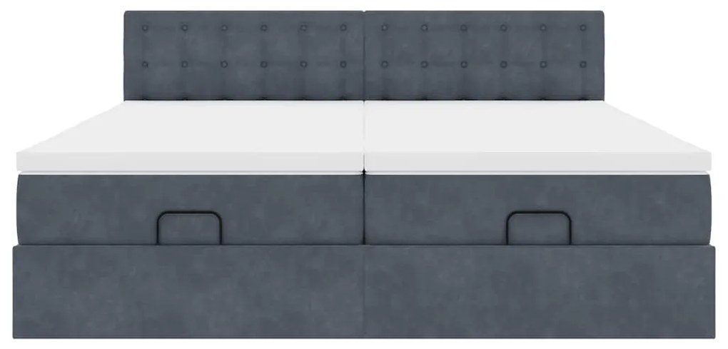 moldura de cama otomana vidaXL com colchão cinza escuro veludo