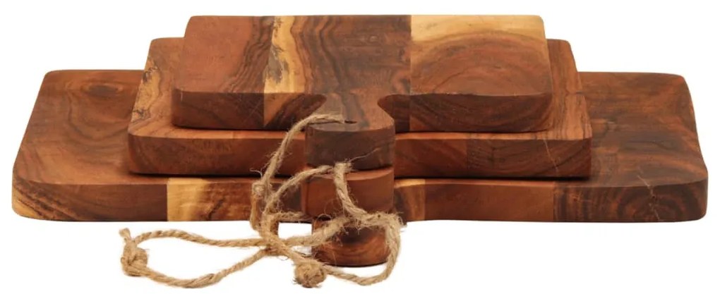 Tábua de cortar 3 pcs madeira de acácia maciça