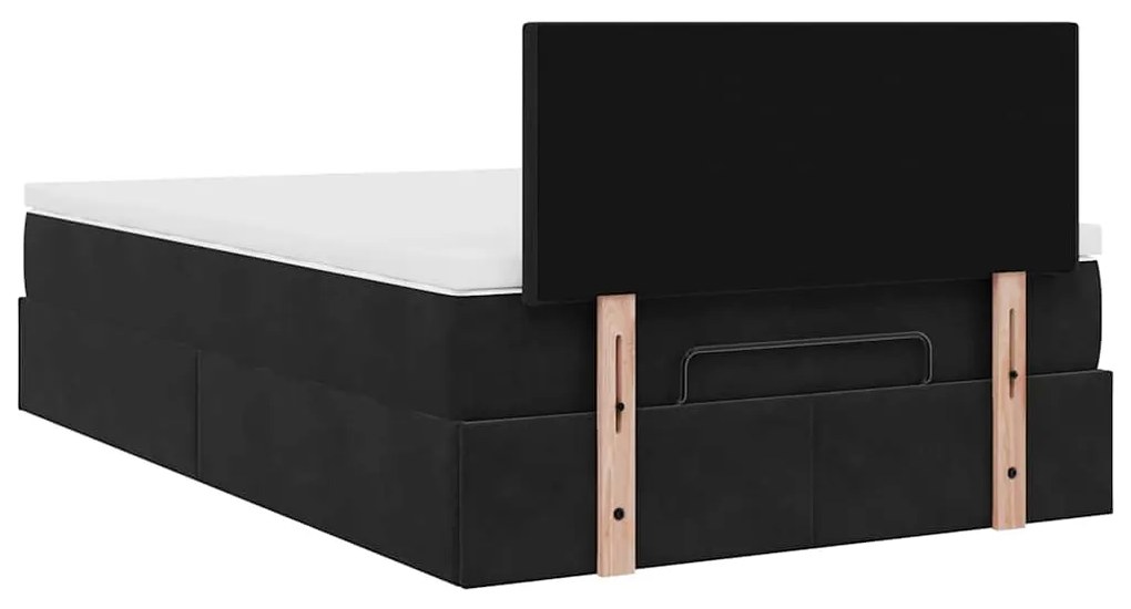Estrutura de cama otomana com colchão 120x200 cm veludo preto