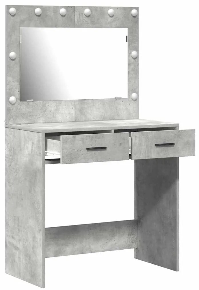 Mesa de Maquiagem vidaXL com Luzes LED Cinza Concreto 78,5x41x135 cm