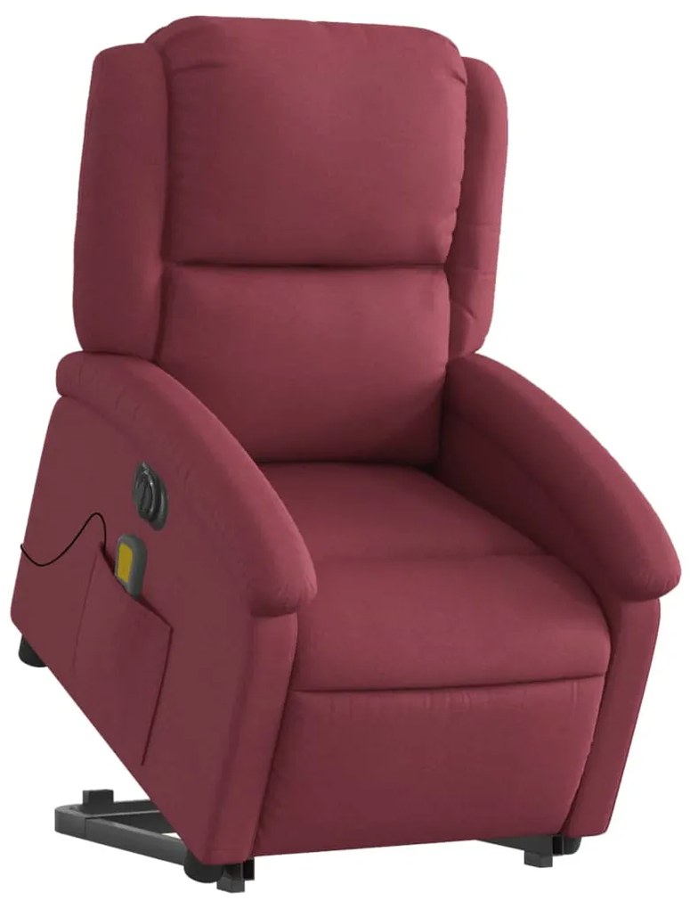 Poltrona elevatória de massagens elétrica tecido vermelho tinto