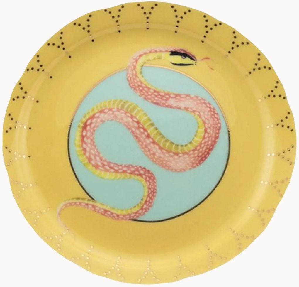 Prato de sobremesa em porcelana fine bone china Snakey