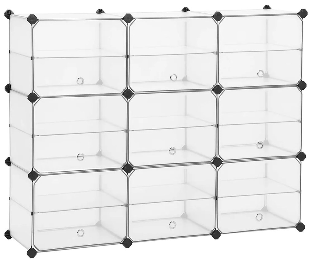 Armazenamento em cubo SONGMICS com portas, sapateira, unidade organizadora de plástico com divisórias, martelo de borracha incluído, para guarda-roupa, sala de estar, quarto, branco LPC502W