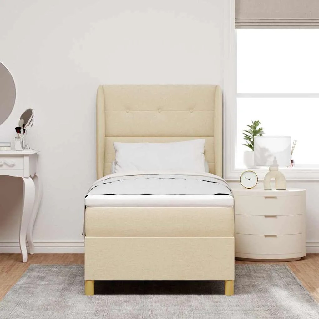 Cama Box com Colchão vidaXL - Creme, 100x200 cm, Tecido