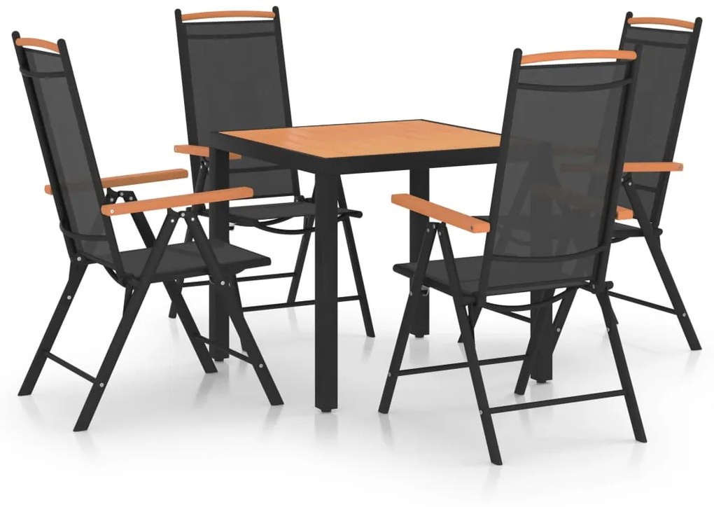 vidaXL 5 pcs conjunto de jantar para jardim alumínio preto