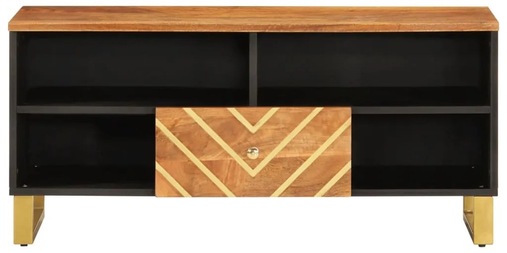 Móvel de TV 100x33,5x46 cm mangueira maciça castanho e preto