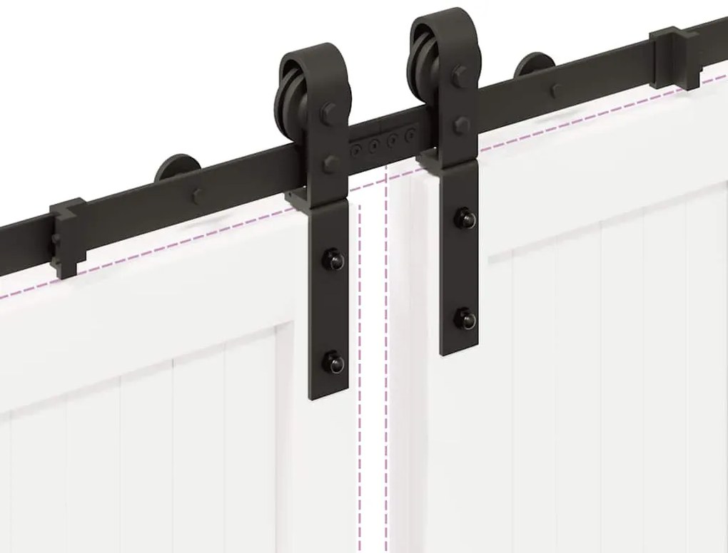 Kit de ferragens para porta deslizante 366 cm aço preto