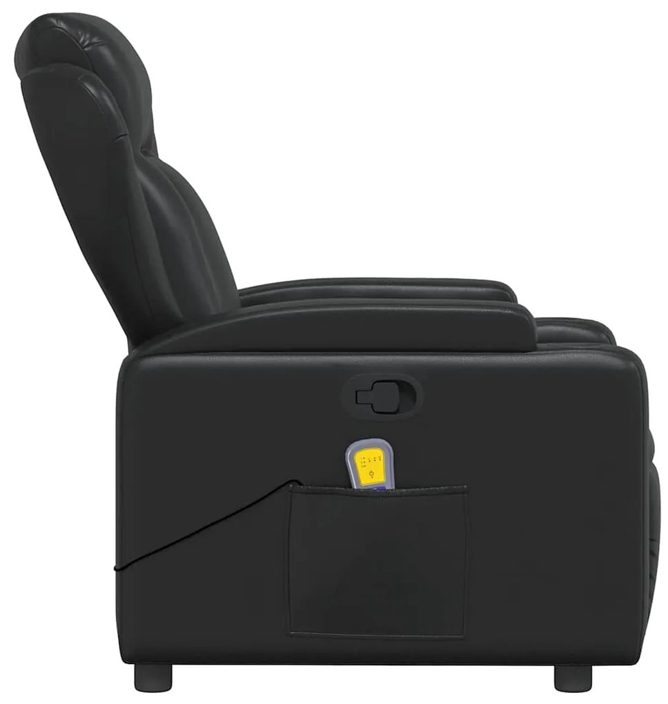 Poltrona de massagens reclinável couro artificial preto