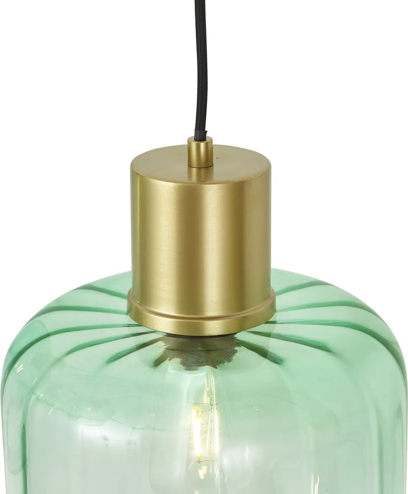 Candeeiro suspenso Hotel Chic latão com vidro azul e verde 8 luzes - Qara