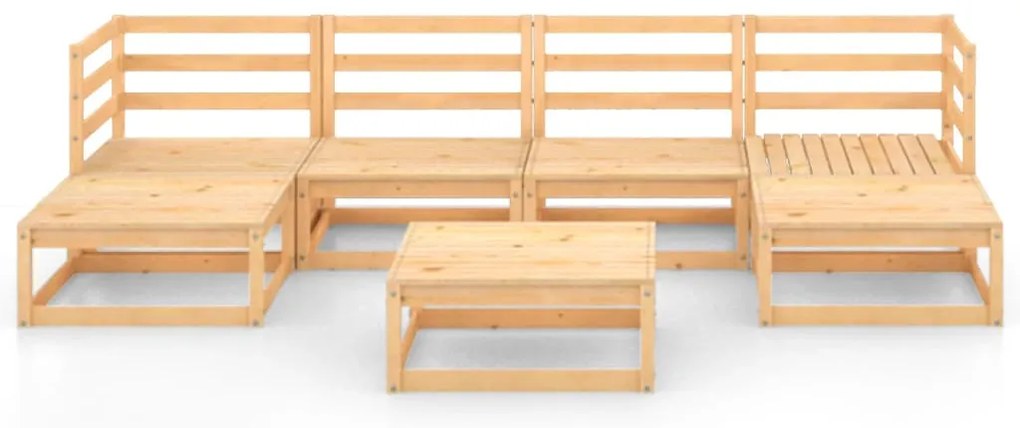 7 pcs conjunto lounge de jardim pinho maciço